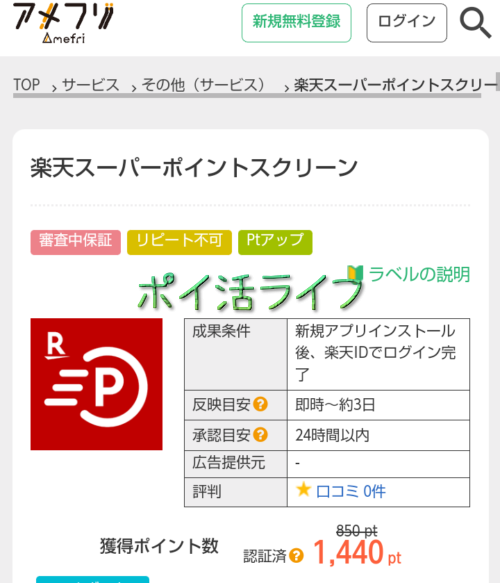 アメフリ　楽天スーパーポイントスクリーン