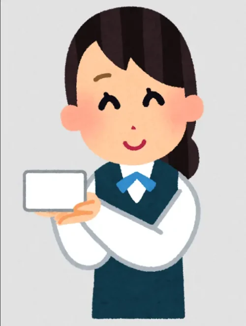 ポイントカードを持った店員